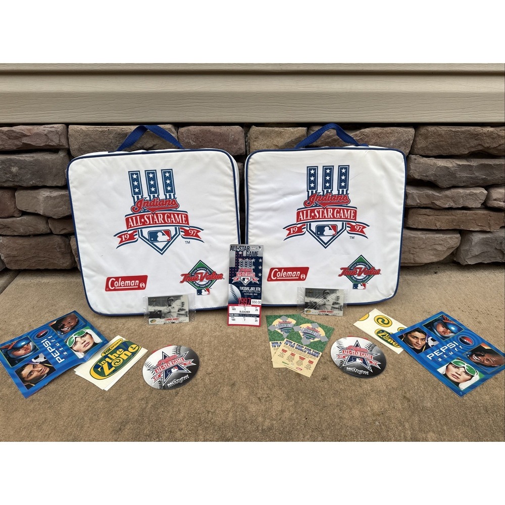 Vintage 2 1997 Baseball All Star Game Collectable Seat Cushion with Ticket